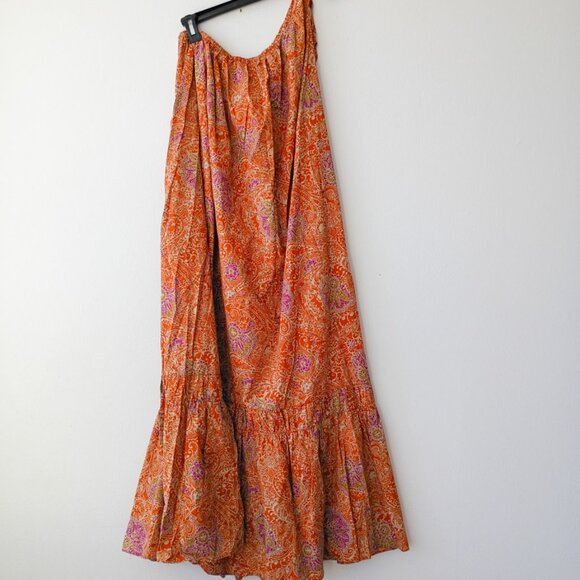 ZARA Paisley Printed One shoulder Oversized Boho Ruffled Hem Maxi Dress | Size S - Picture 3 of 8
